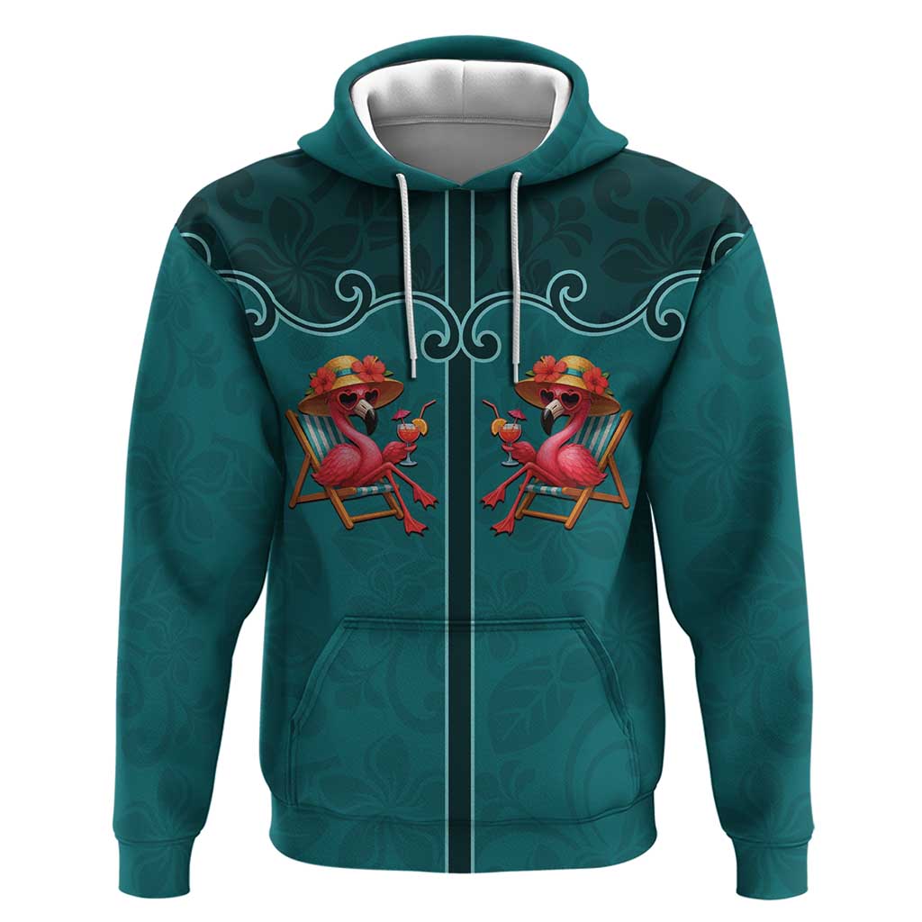 Western Yoke Zip Hoodie Flamingo Relax Cowboy Style - Wonder Print Shop