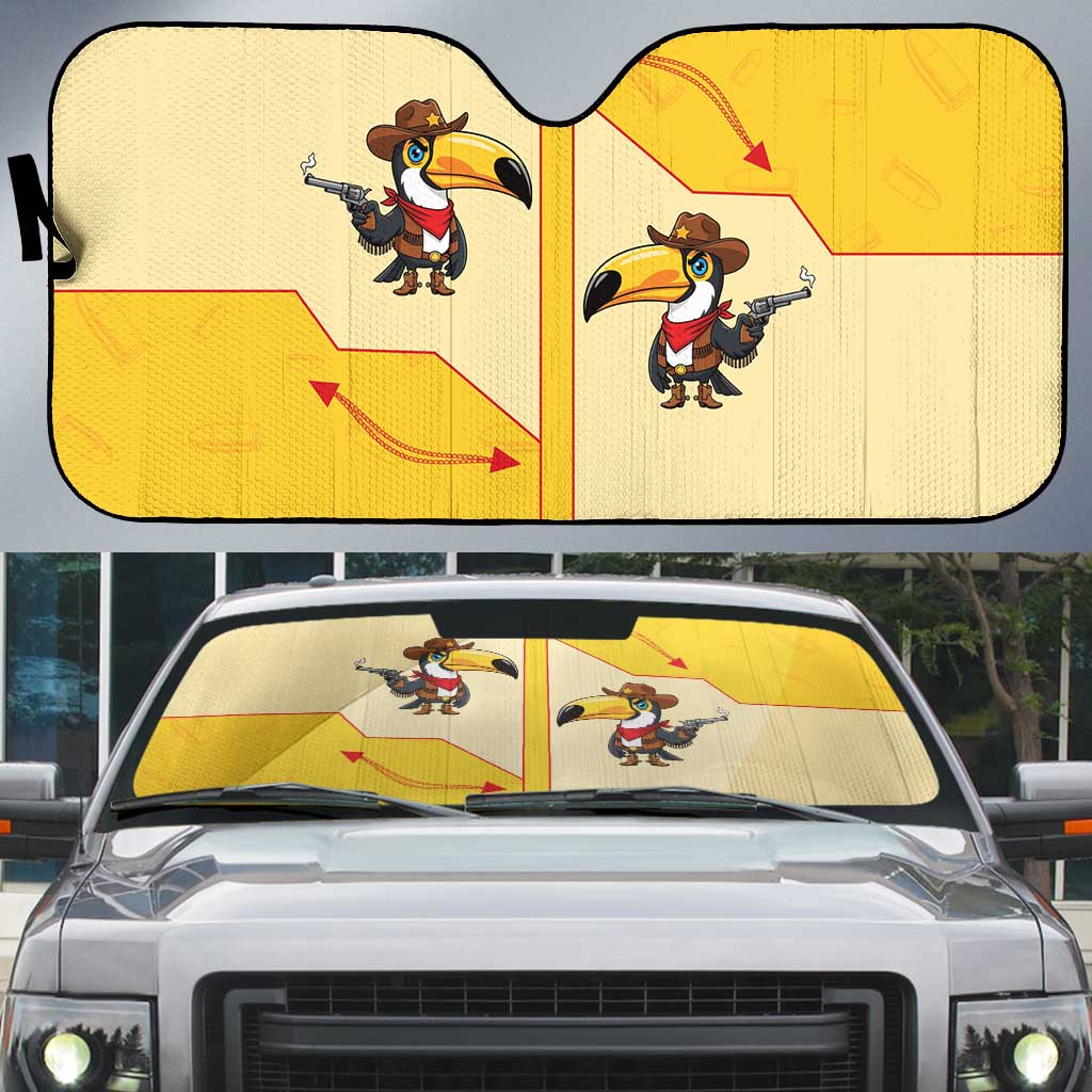 Western Yoke Auto Sun Shade Toucan Cowboy Style - Wonder Print Shop