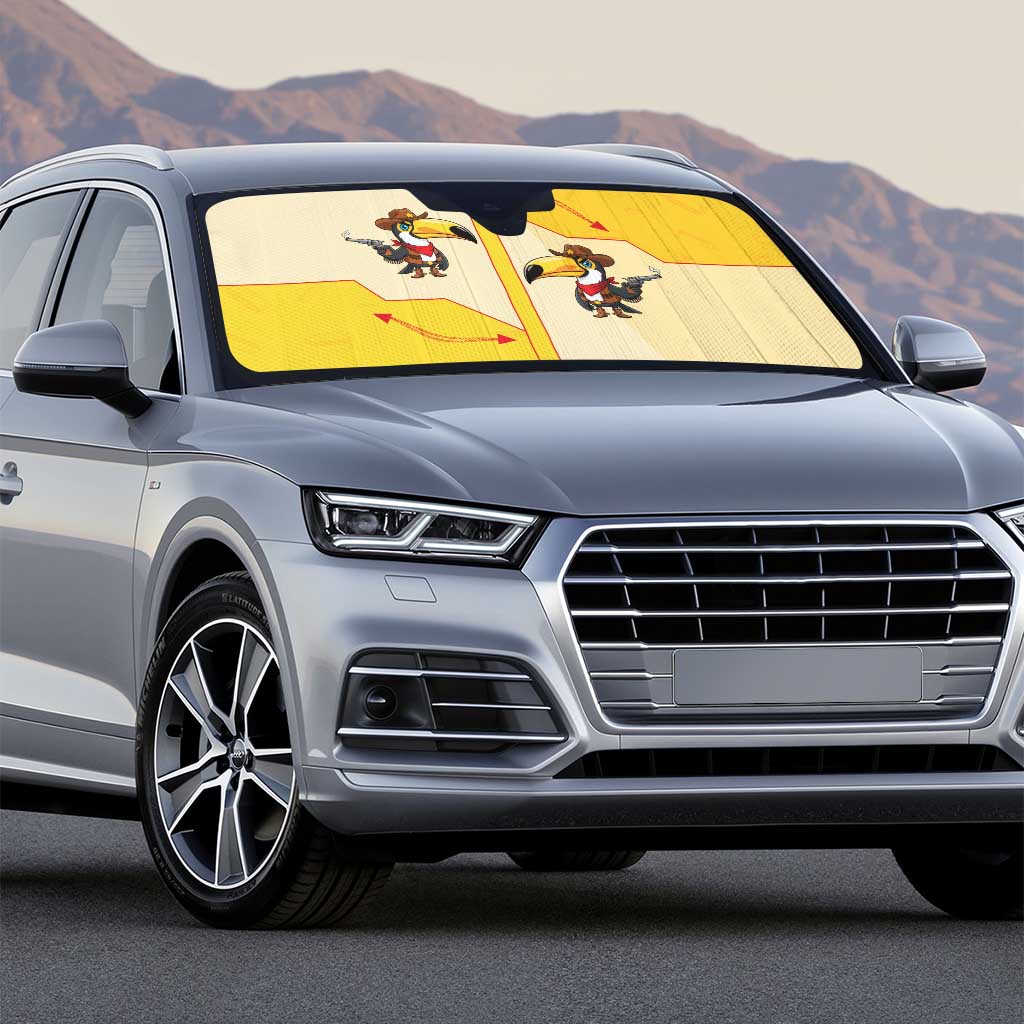 Western Yoke Auto Sun Shade Toucan Cowboy Style - Wonder Print Shop