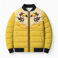 Western Yoke Bomber Puffer Jacket Toucan Cowboy Style - Wonder Print Shop