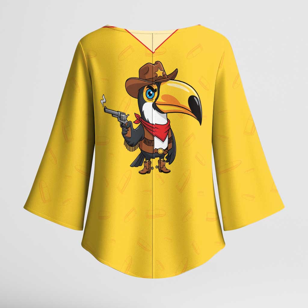 Western Yoke Kimono Sleeve Blouse Toucan Cowboy Style - Wonder Print Shop