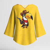 Western Yoke Kimono Sleeve Blouse Toucan Cowboy Style - Wonder Print Shop