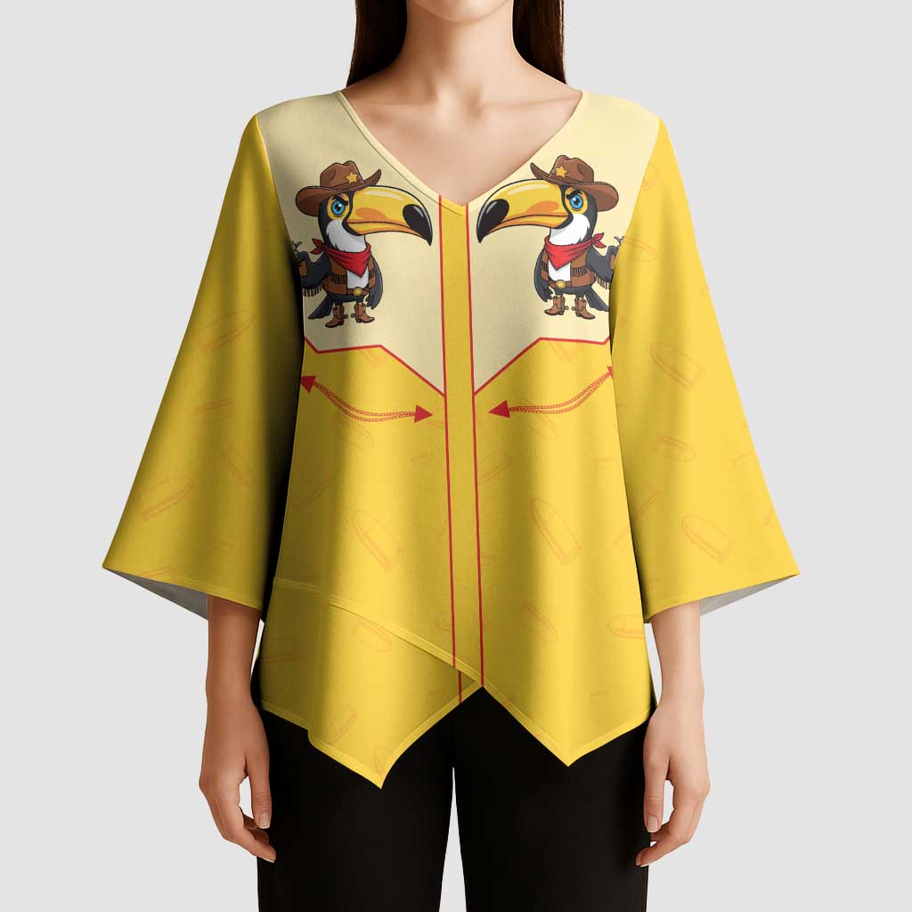 Western Yoke Kimono Sleeve Blouse Toucan Cowboy Style - Wonder Print Shop