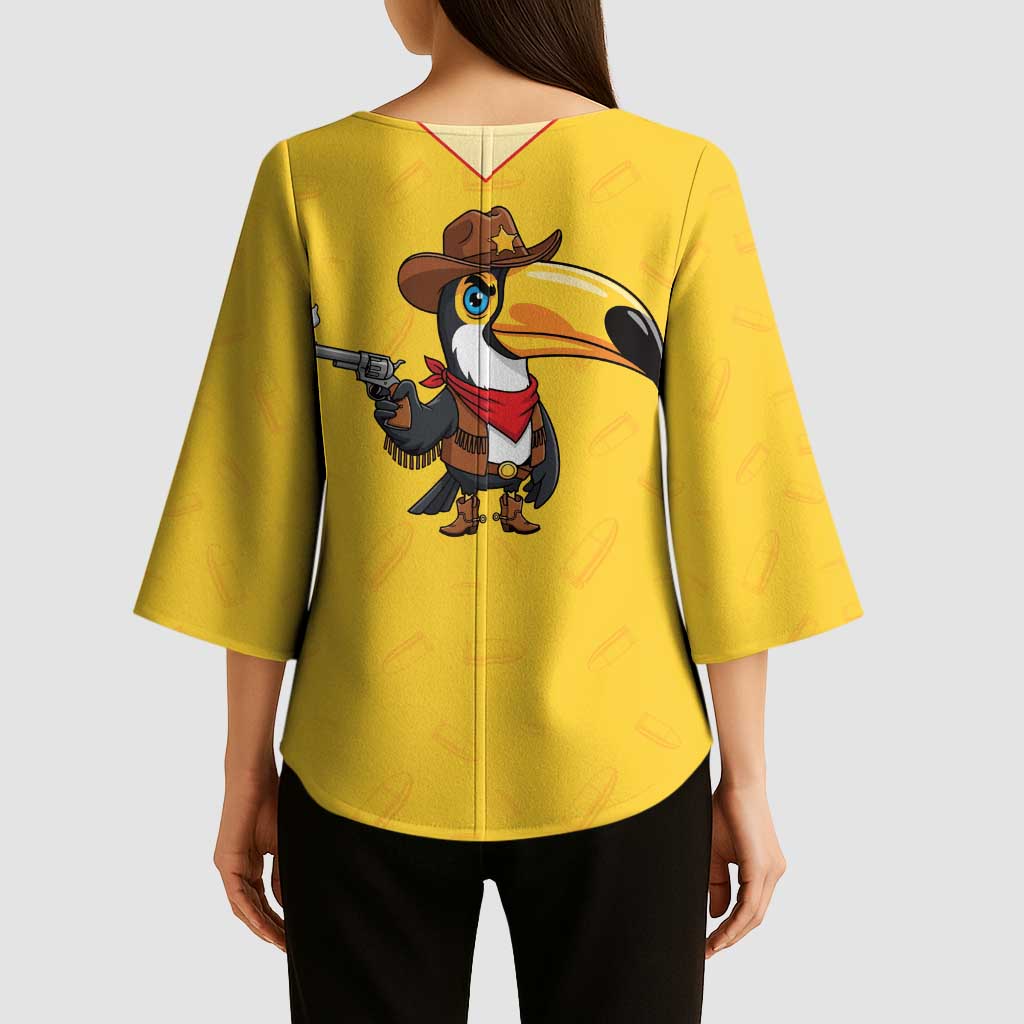 Western Yoke Kimono Sleeve Blouse Toucan Cowboy Style - Wonder Print Shop