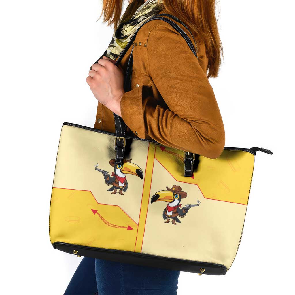 Western Yoke Leather Tote Bag Toucan Cowboy Style - Wonder Print Shop