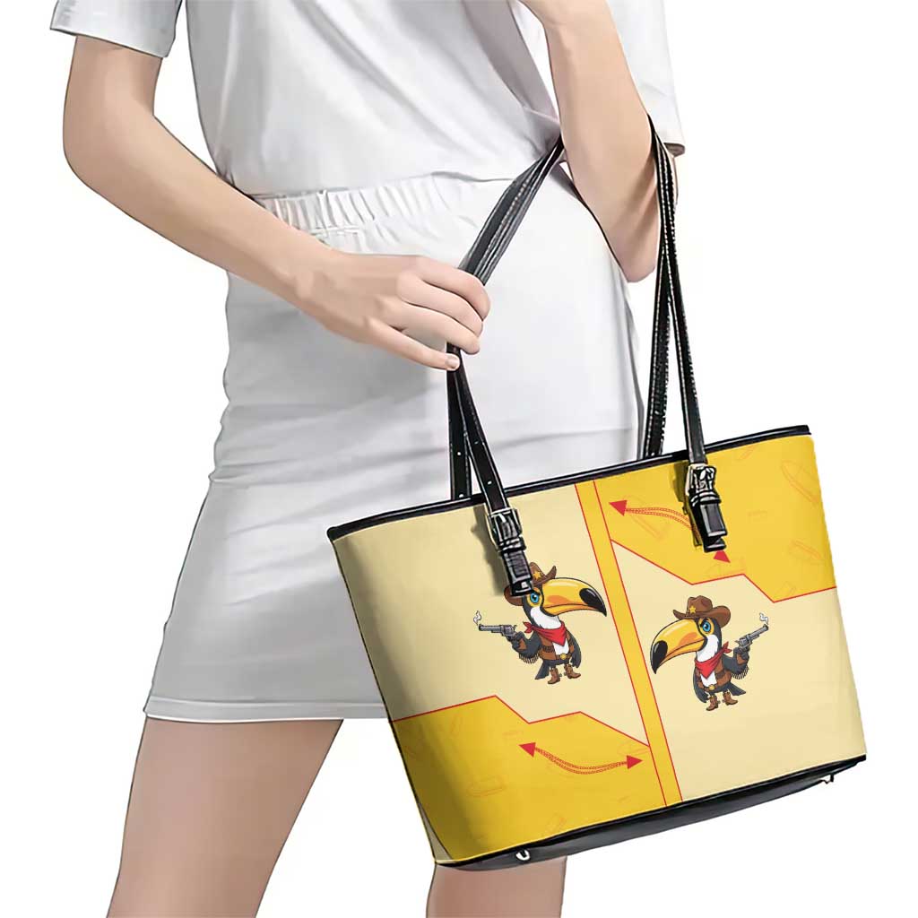 Western Yoke Leather Tote Bag Toucan Cowboy Style - Wonder Print Shop