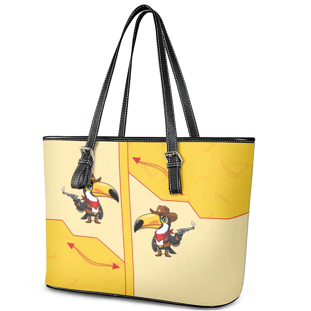 Western Yoke Leather Tote Bag Toucan Cowboy Style - Wonder Print Shop