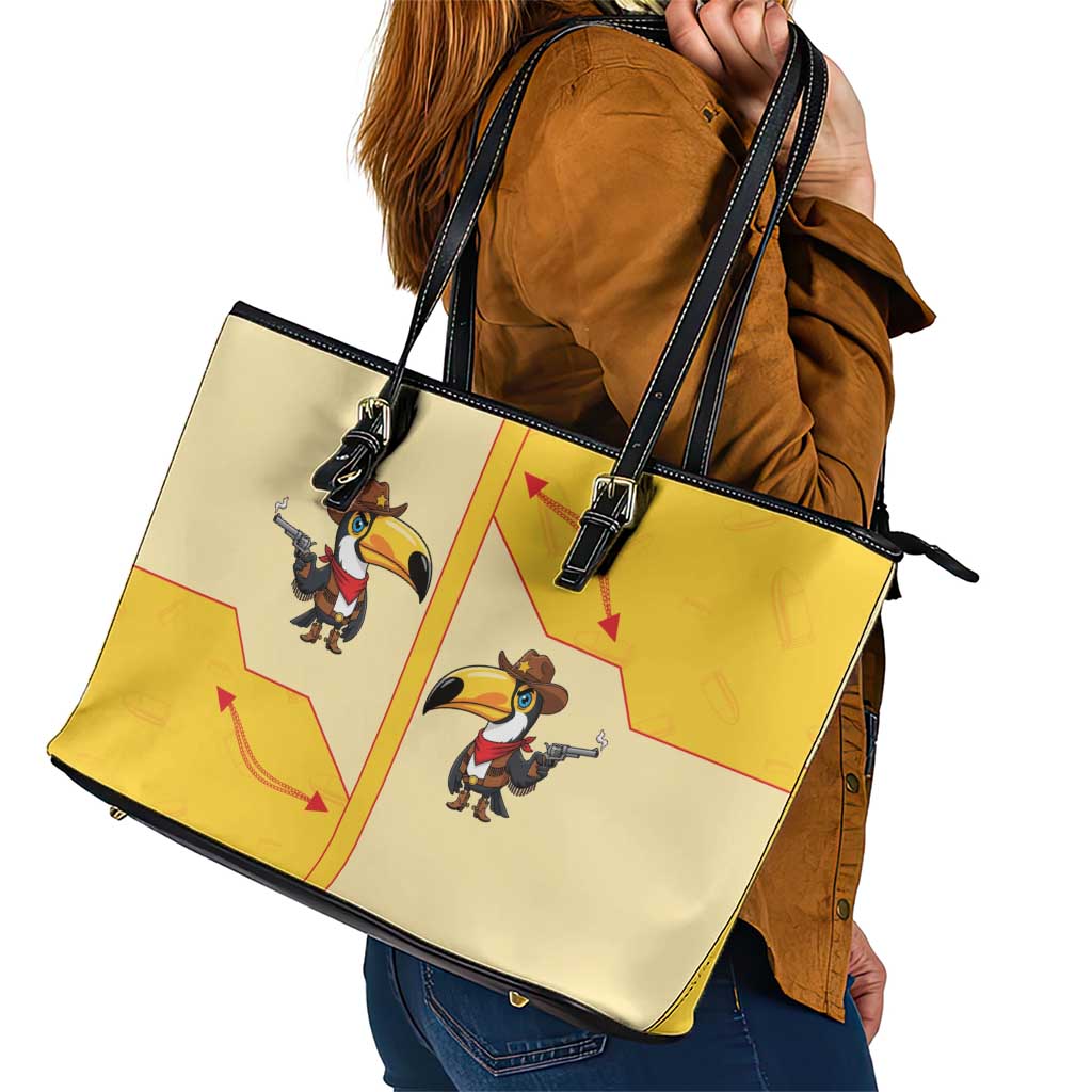 Western Yoke Leather Tote Bag Toucan Cowboy Style - Wonder Print Shop