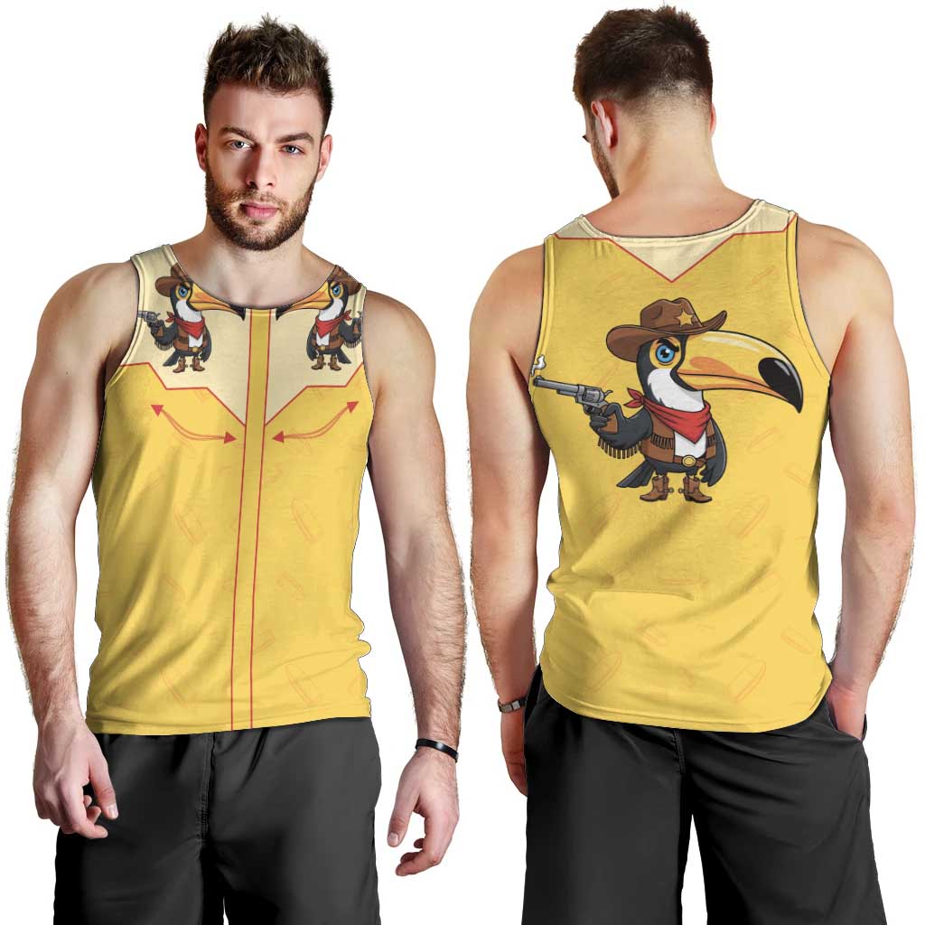 Western Yoke Men Tank Top Toucan Cowboy Style - Wonder Print Shop