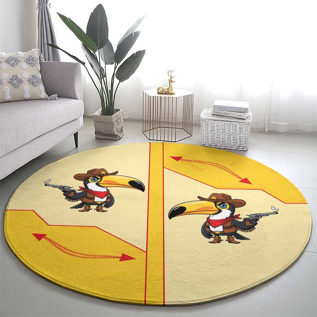 Western Yoke Round Carpet Toucan Cowboy Style - Wonder Print Shop
