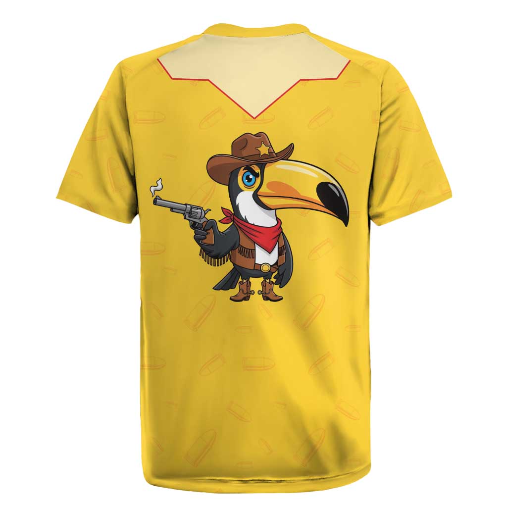 Western Yoke Rugby Jersey Toucan Cowboy Style - Wonder Print Shop