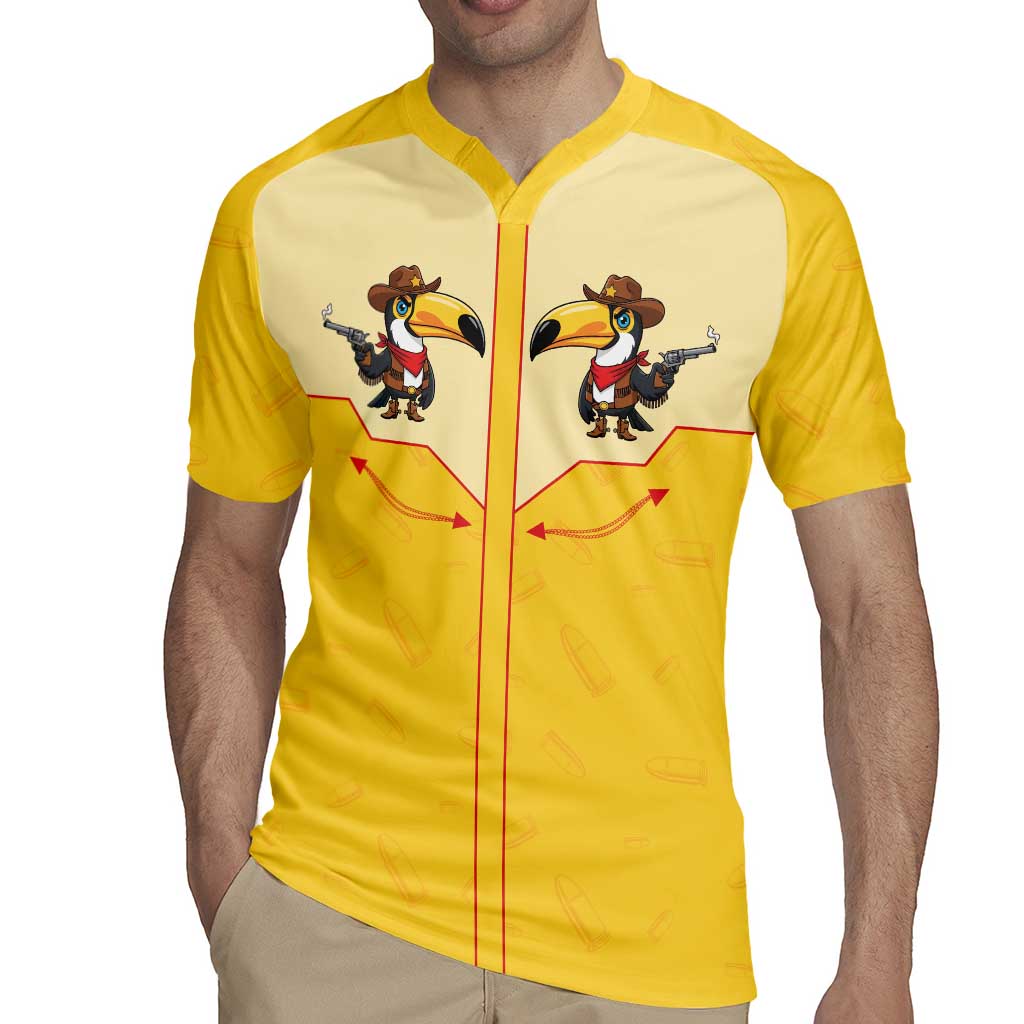 Western Yoke Rugby Jersey Toucan Cowboy Style - Wonder Print Shop