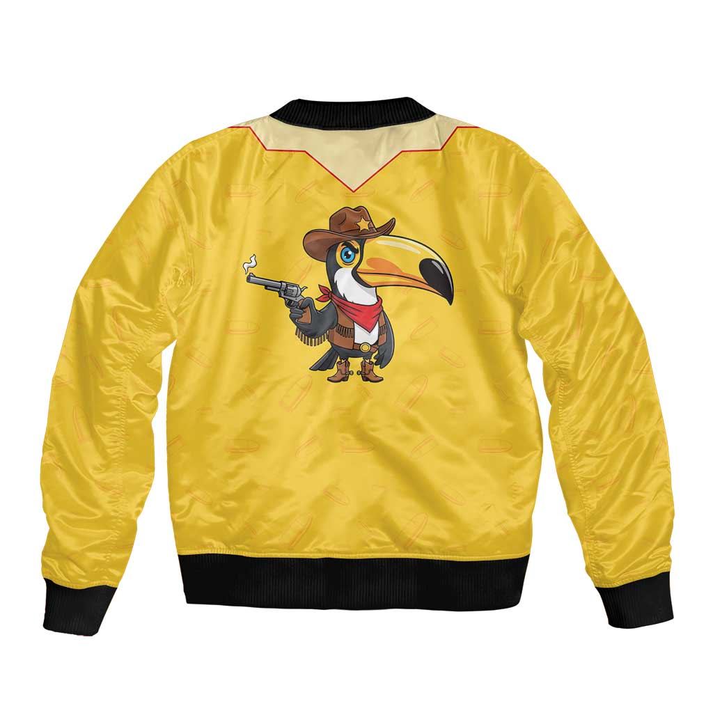 Western Yoke Sleeve Zip Bomber Jacket Toucan Cowboy Style - Wonder Print Shop