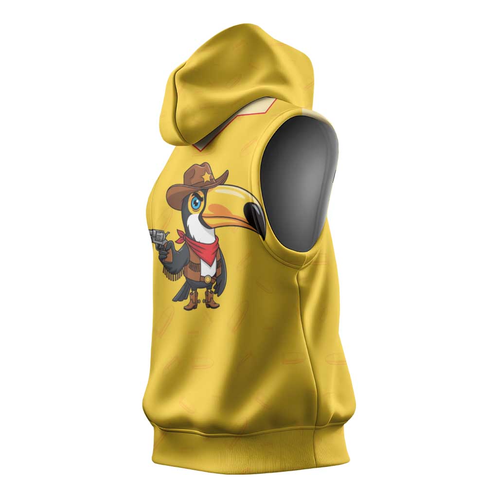 Western Yoke Sleeveless Hoodie Toucan Cowboy Style - Wonder Print Shop