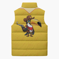 Western Yoke Sleeveless Puffer Jacket Toucan Cowboy Style - Wonder Print Shop