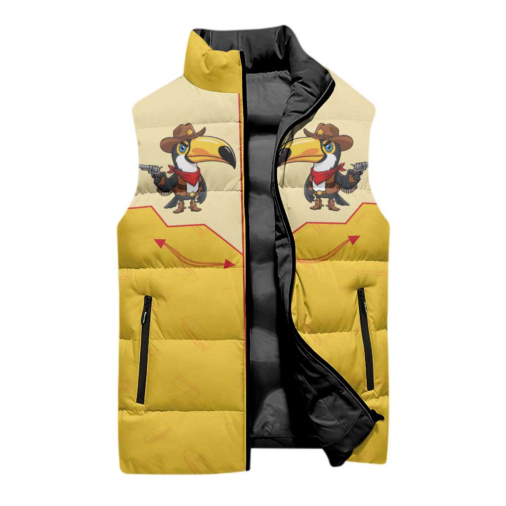 Western Yoke Sleeveless Puffer Jacket Toucan Cowboy Style - Wonder Print Shop