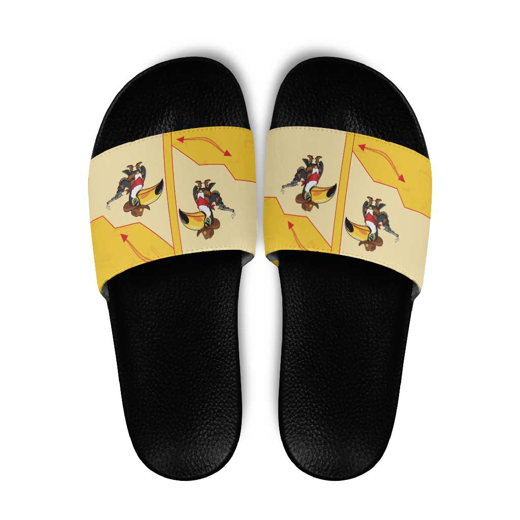 Western Yoke Slide Sandals Toucan Cowboy Style - Wonder Print Shop