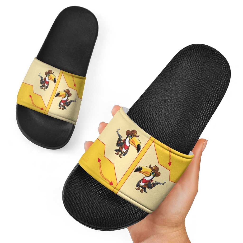 Western Yoke Slide Sandals Toucan Cowboy Style - Wonder Print Shop