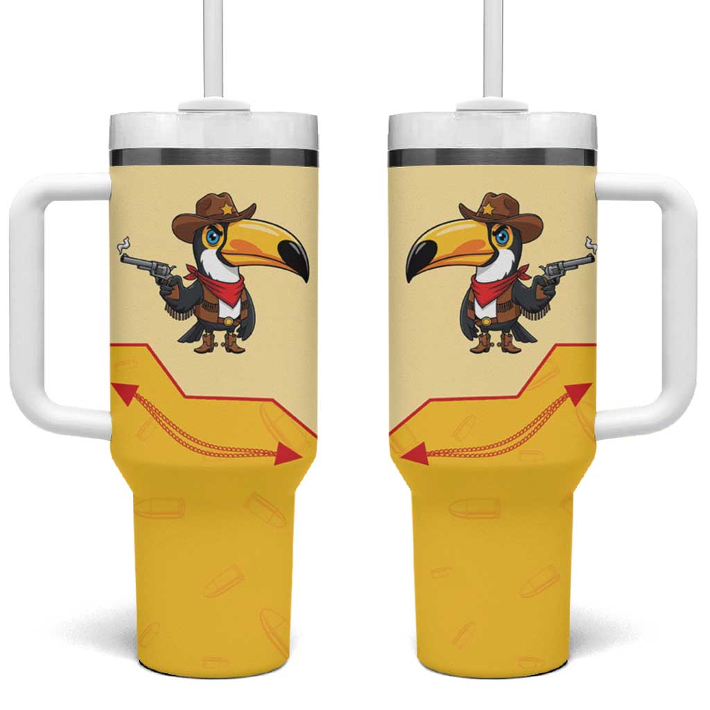 Western Yoke Tumbler With Handle Toucan Cowboy Style - Wonder Print Shop