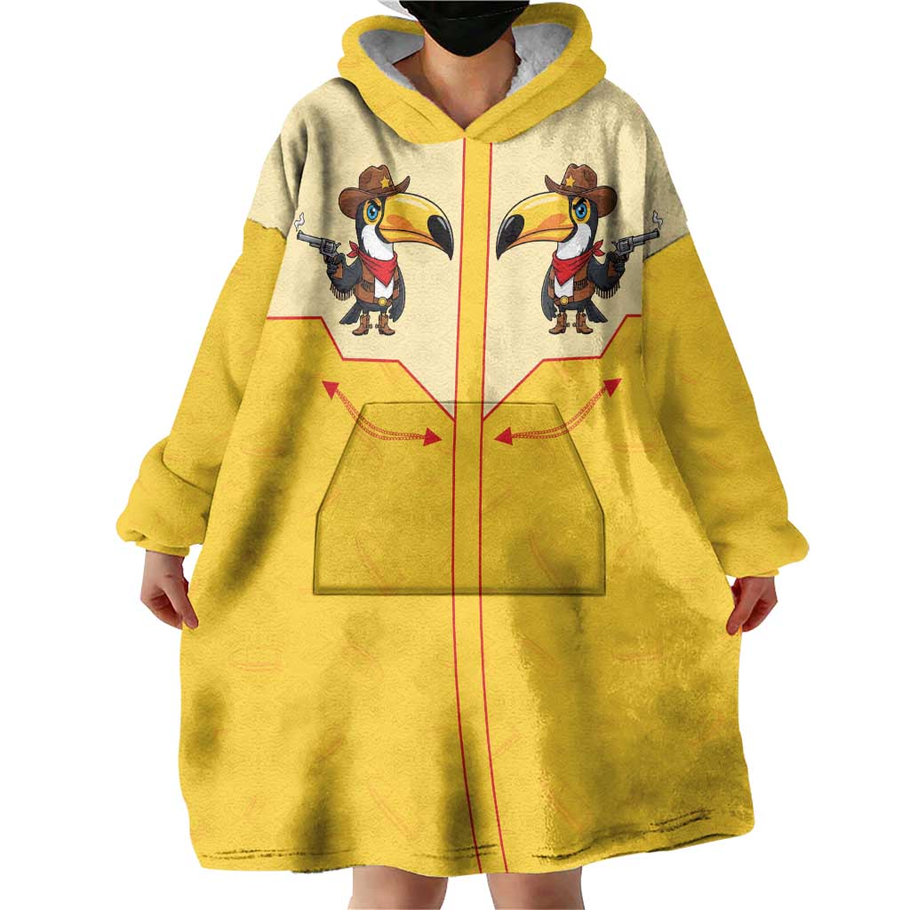 Western Yoke Wearable Blanket Hoodie Toucan Cowboy Style - Wonder Print Shop