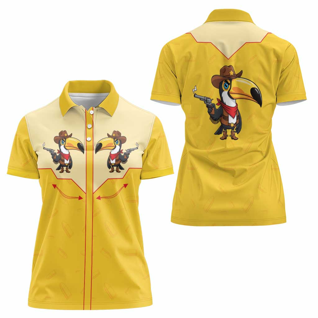 Western Yoke Women Polo Shirt Toucan Cowboy Style - Wonder Print Shop