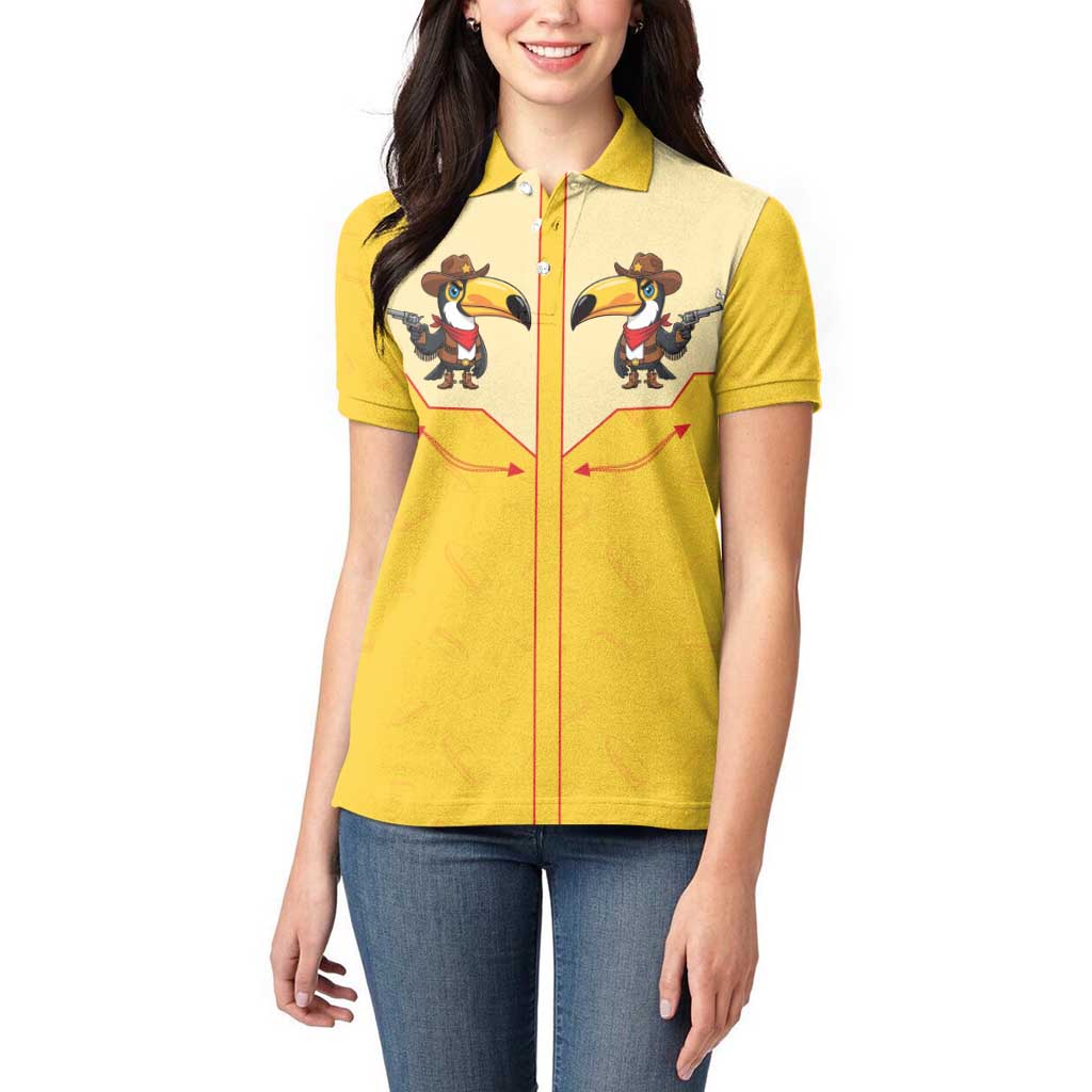 Western Yoke Women Polo Shirt Toucan Cowboy Style - Wonder Print Shop