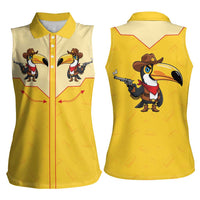 Western Yoke Women Sleeveless Polo Shirt Toucan Cowboy Style - Wonder Print Shop