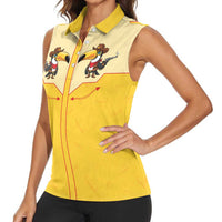 Western Yoke Women Sleeveless Polo Shirt Toucan Cowboy Style - Wonder Print Shop