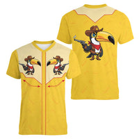 Western Yoke Women V-Neck T-Shirt Toucan Cowboy Style - Wonder Print Shop