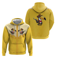 Western Yoke Zip Hoodie Toucan Cowboy Style - Wonder Print Shop