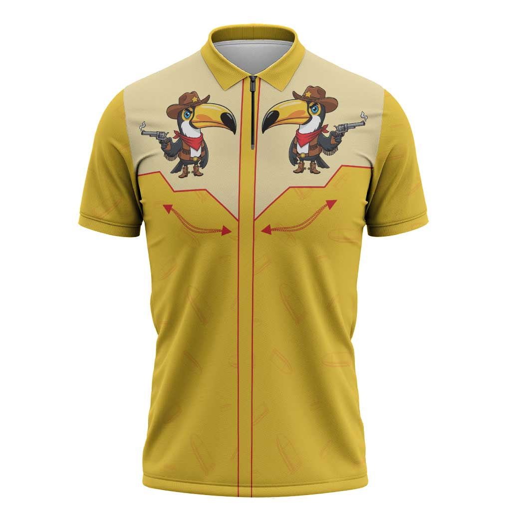 Western Yoke Zipper Polo Shirt Toucan Cowboy Style - Wonder Print Shop