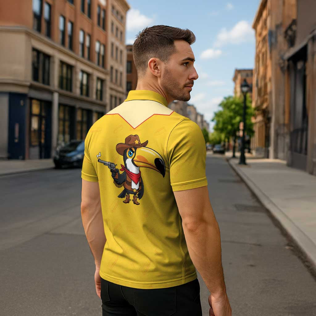 Western Yoke Zipper Polo Shirt Toucan Cowboy Style - Wonder Print Shop