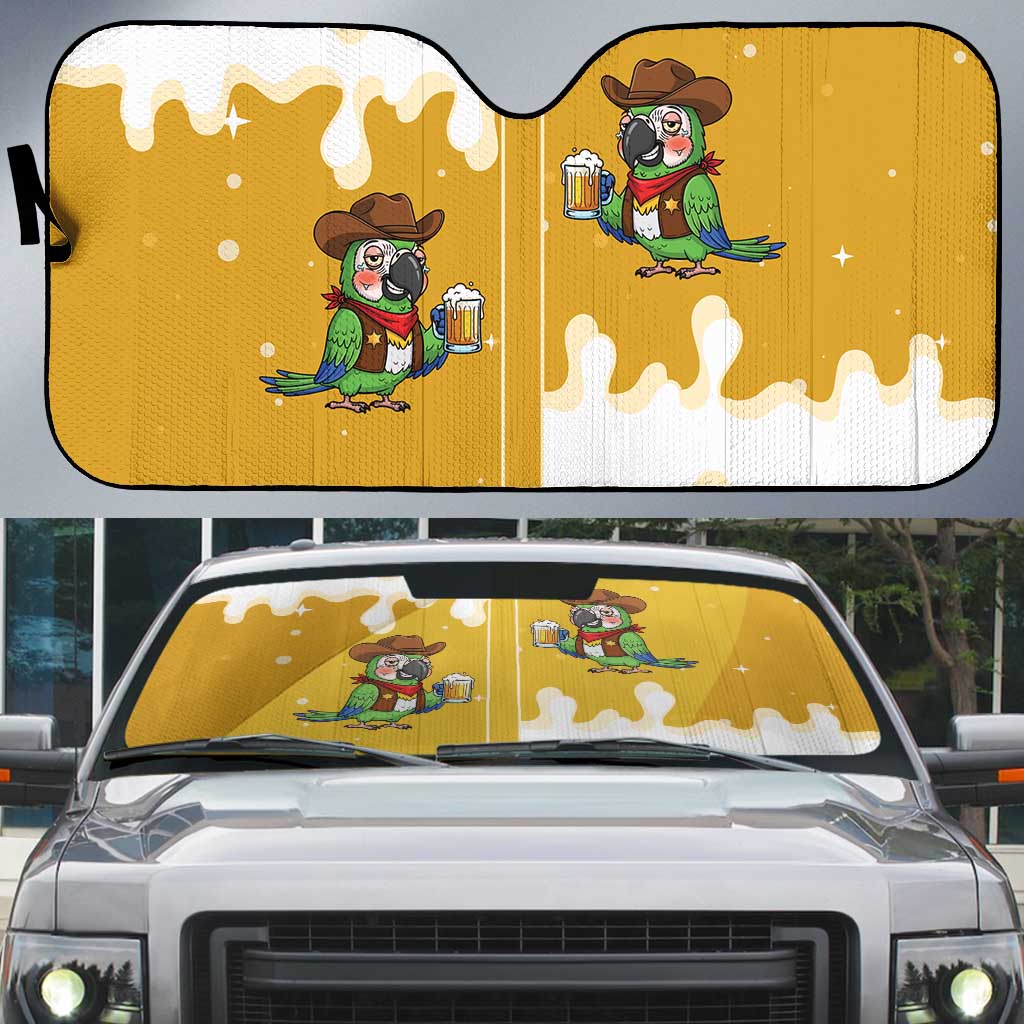 Western Yoke Auto Sun Shade Drunk Parrot Cowboy Style - Wonder Print Shop
