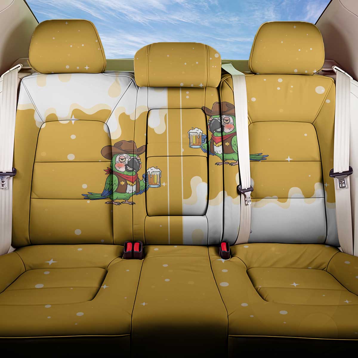Western Yoke Back Car Seat Cover Drunk Parrot Cowboy Style - Wonder Print Shop
