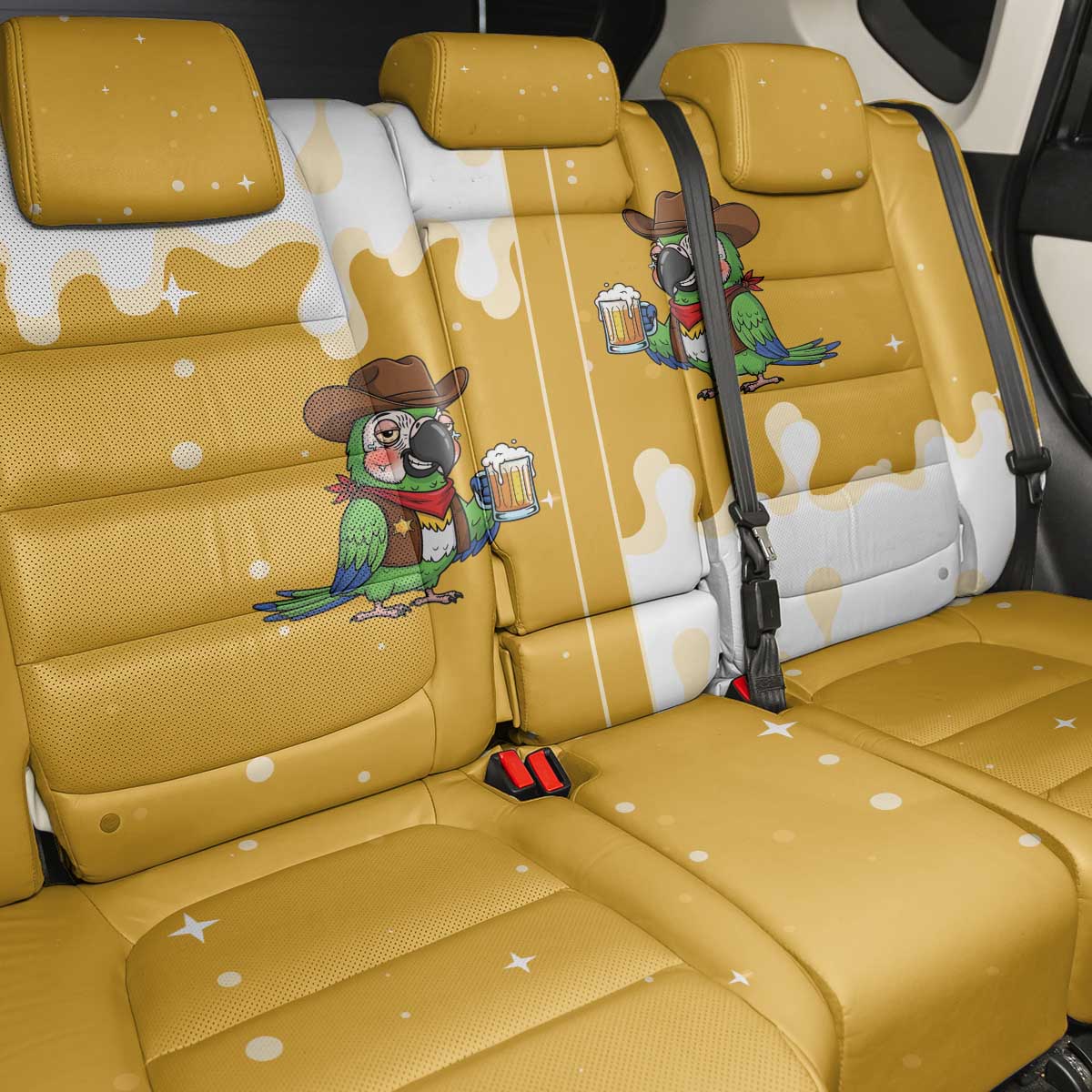 Western Yoke Back Car Seat Cover Drunk Parrot Cowboy Style - Wonder Print Shop