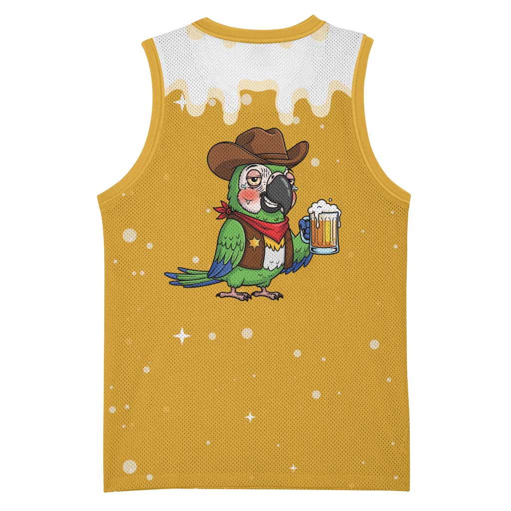 Western Yoke Basketball Jersey Drunk Parrot Cowboy Style - Wonder Print Shop