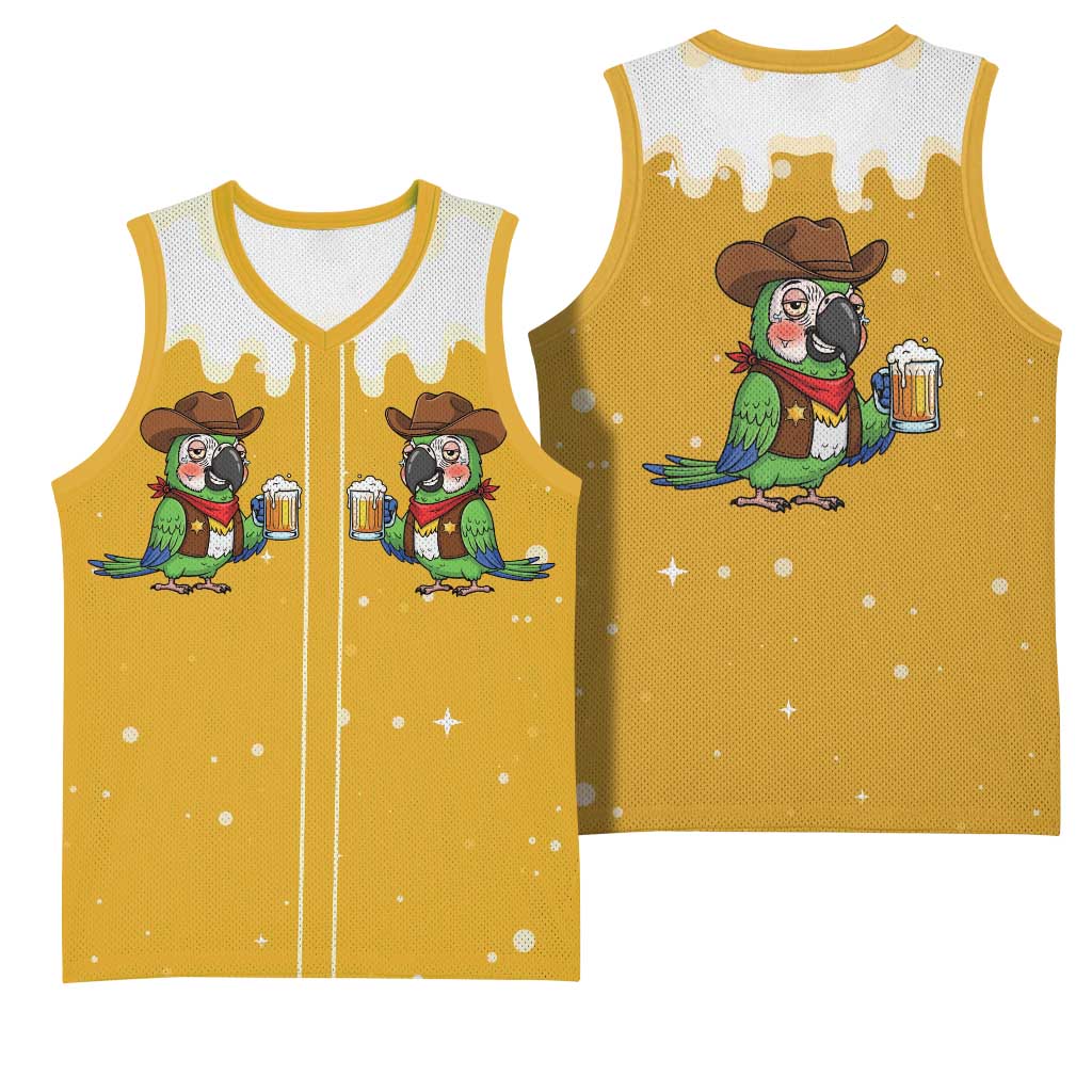 Western Yoke Basketball Jersey Drunk Parrot Cowboy Style - Wonder Print Shop