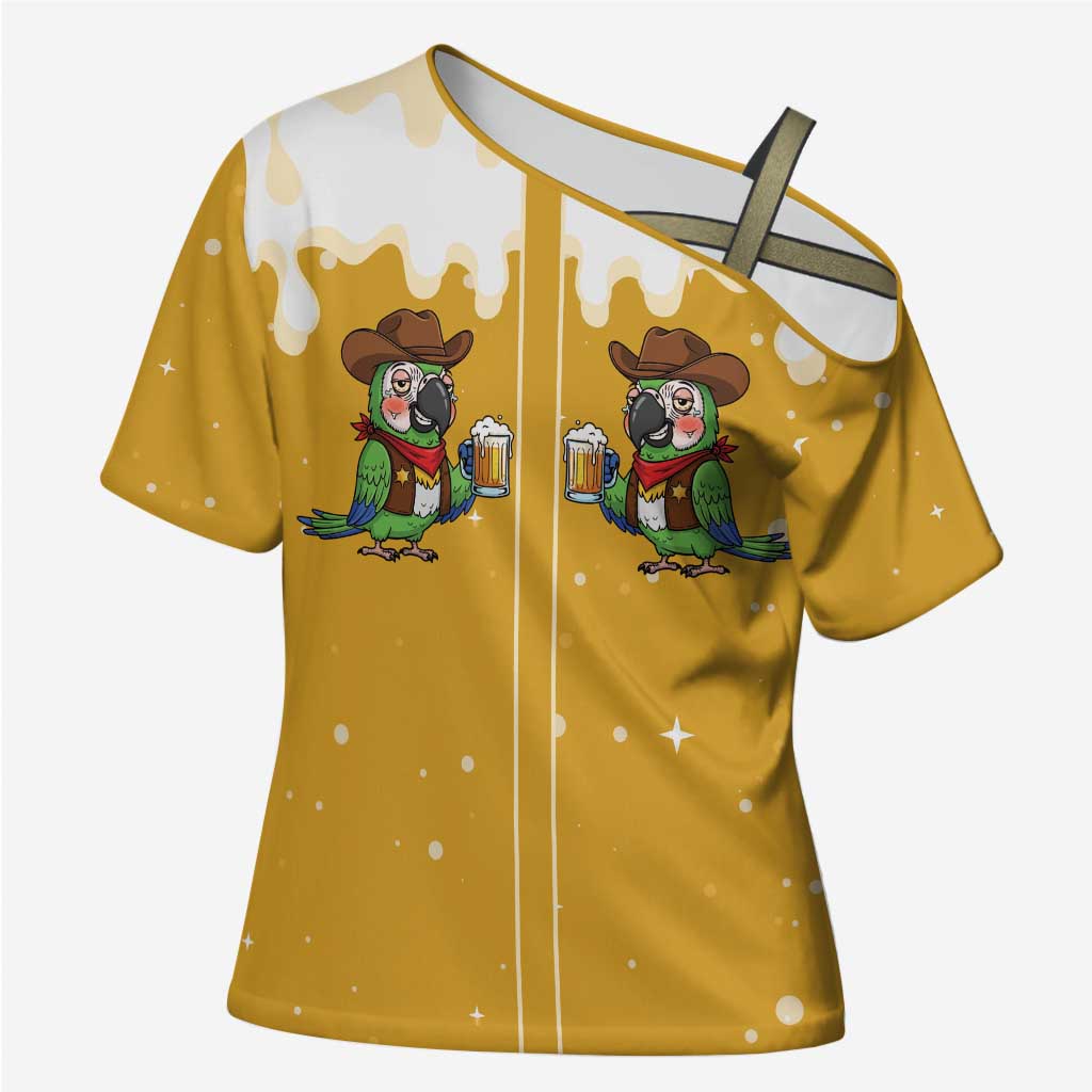 Western Yoke Cross Shoulder Shirt Drunk Parrot Cowboy Style - Wonder Print Shop