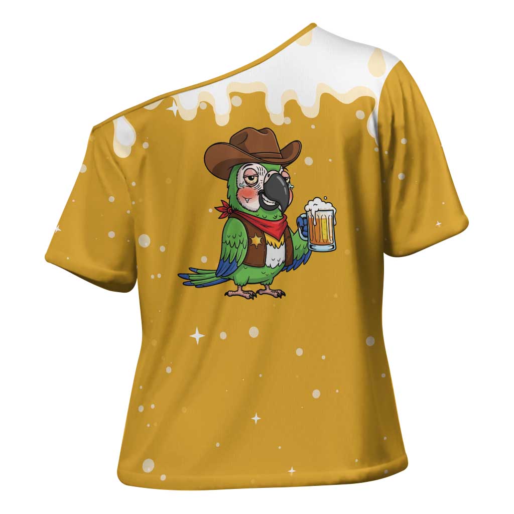 Western Yoke Cross Shoulder Shirt Drunk Parrot Cowboy Style - Wonder Print Shop