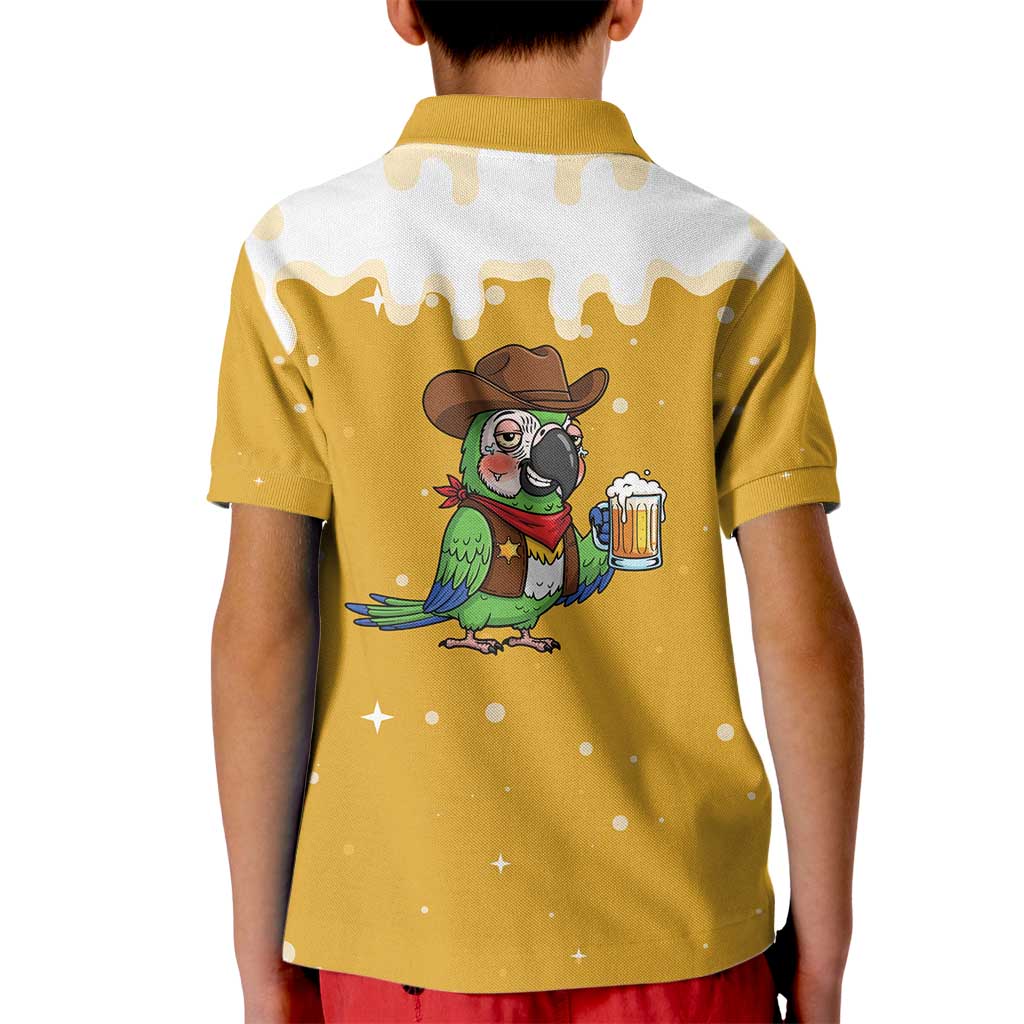 Western Yoke Kid Polo Shirt Drunk Parrot Cowboy Style - Wonder Print Shop