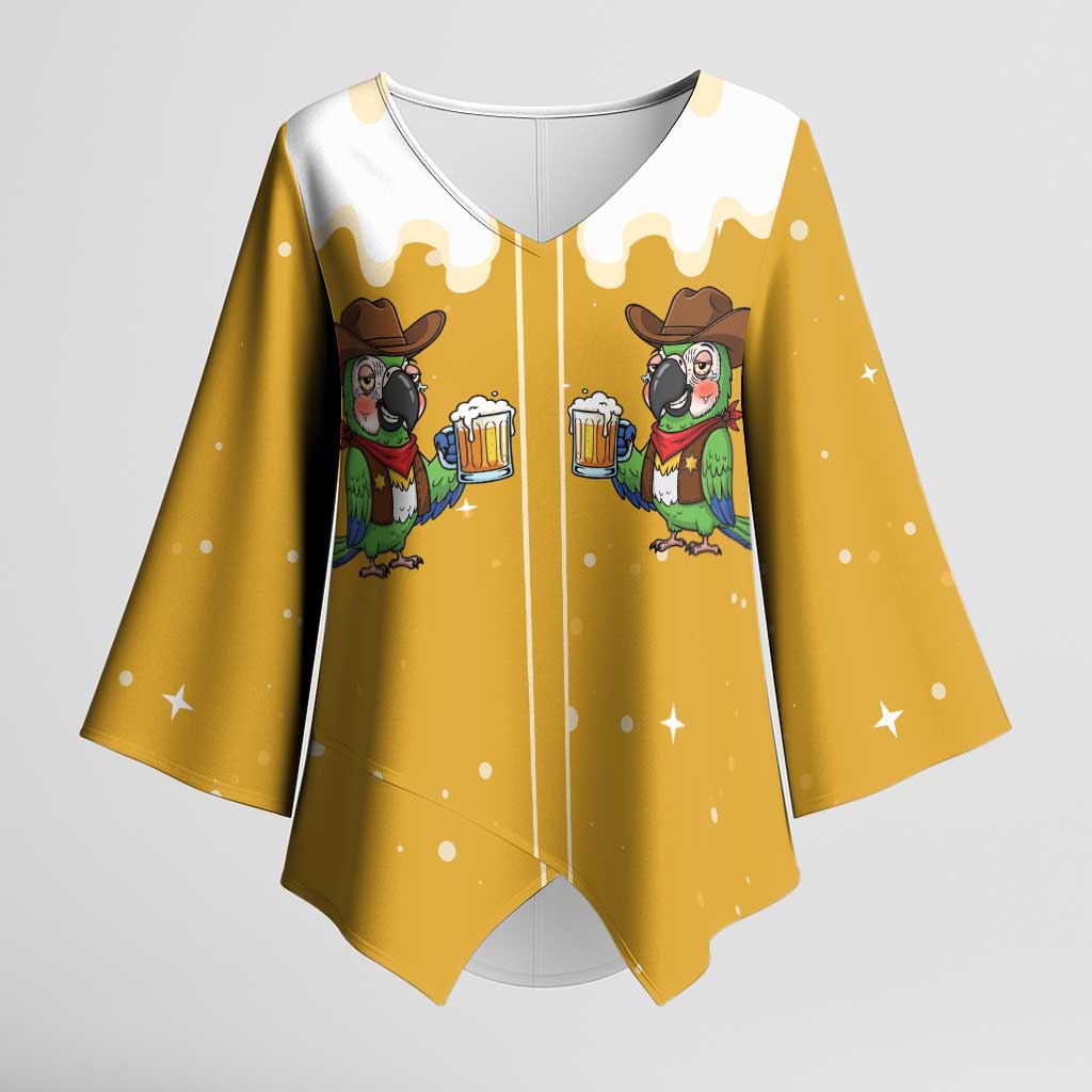 Western Yoke Kimono Sleeve Blouse Drunk Parrot Cowboy Style - Wonder Print Shop