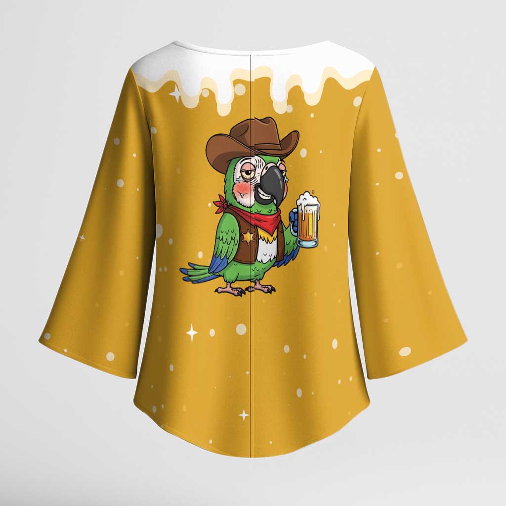 Western Yoke Kimono Sleeve Blouse Drunk Parrot Cowboy Style - Wonder Print Shop