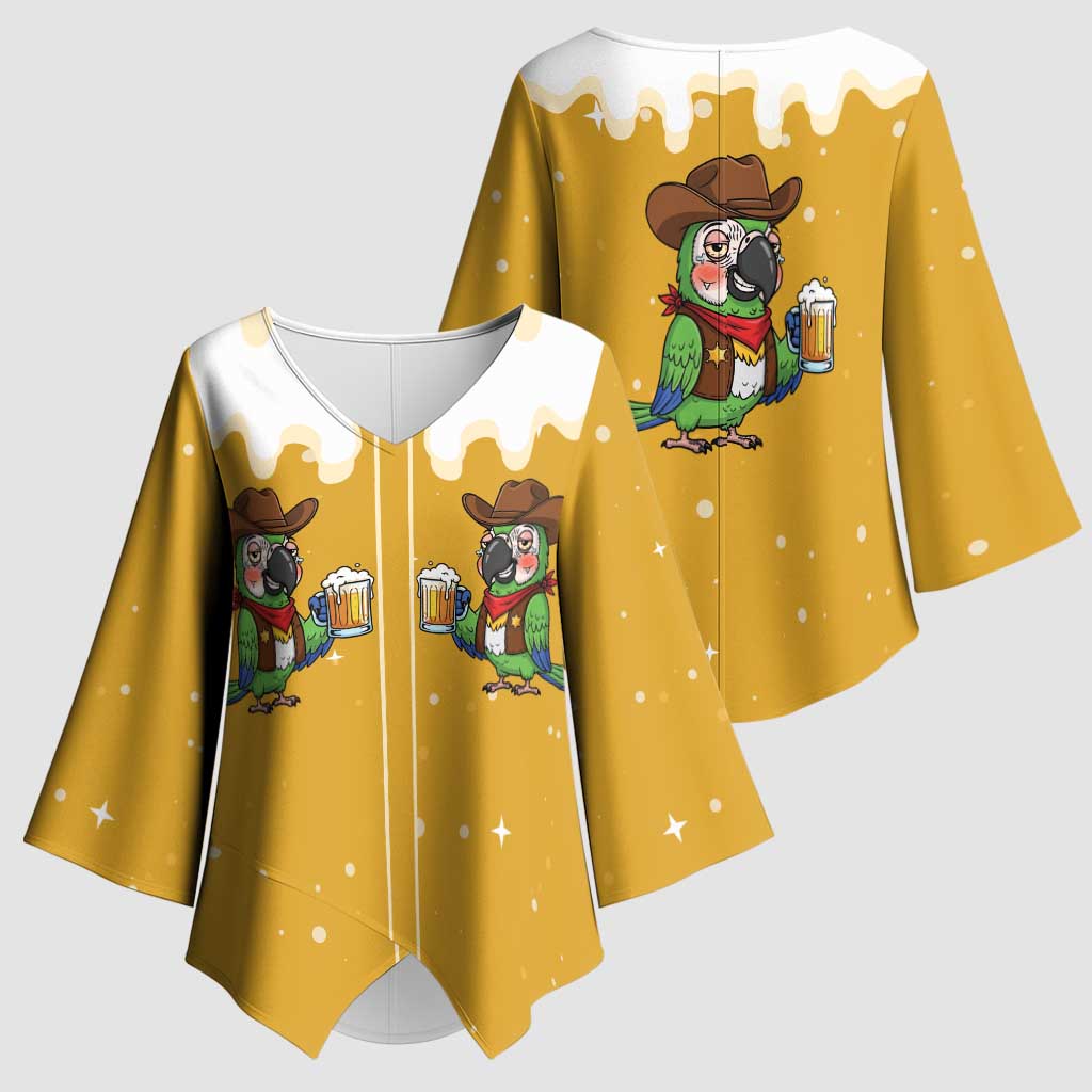 Western Yoke Kimono Sleeve Blouse Drunk Parrot Cowboy Style - Wonder Print Shop