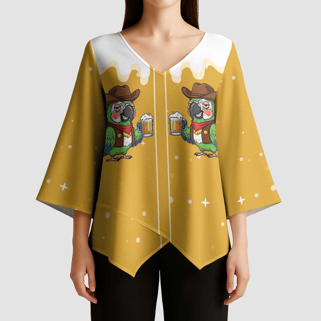Western Yoke Kimono Sleeve Blouse Drunk Parrot Cowboy Style - Wonder Print Shop