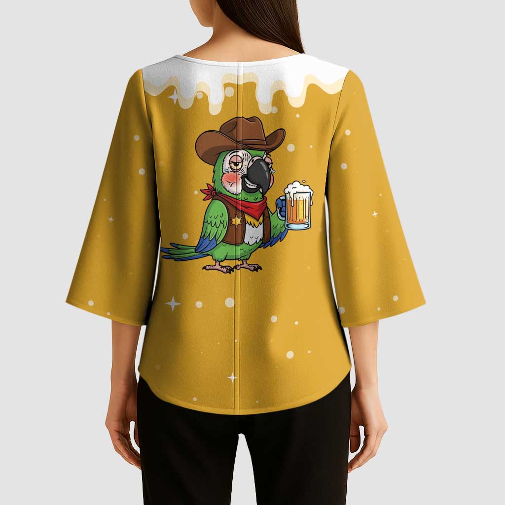 Western Yoke Kimono Sleeve Blouse Drunk Parrot Cowboy Style - Wonder Print Shop