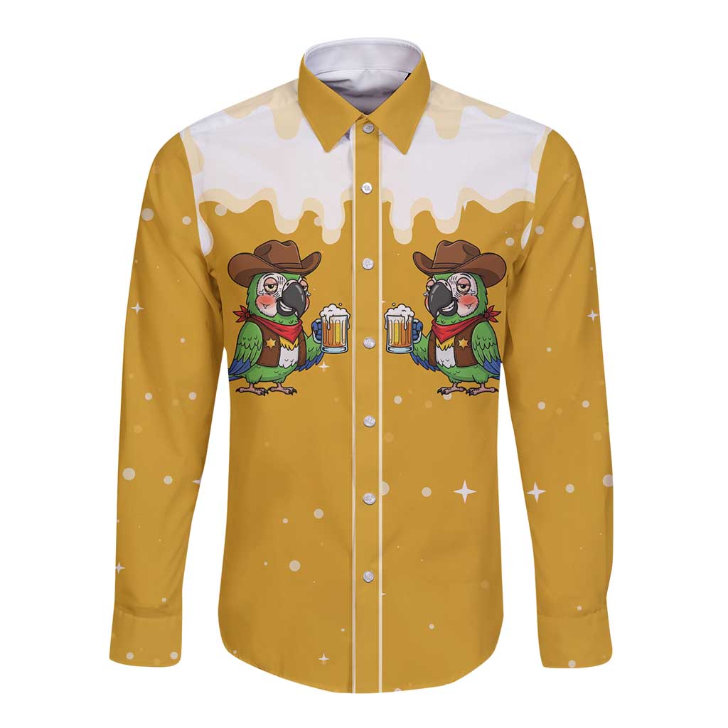 Western Yoke Long Sleeve Button Shirt Drunk Parrot Cowboy Style - Wonder Print Shop