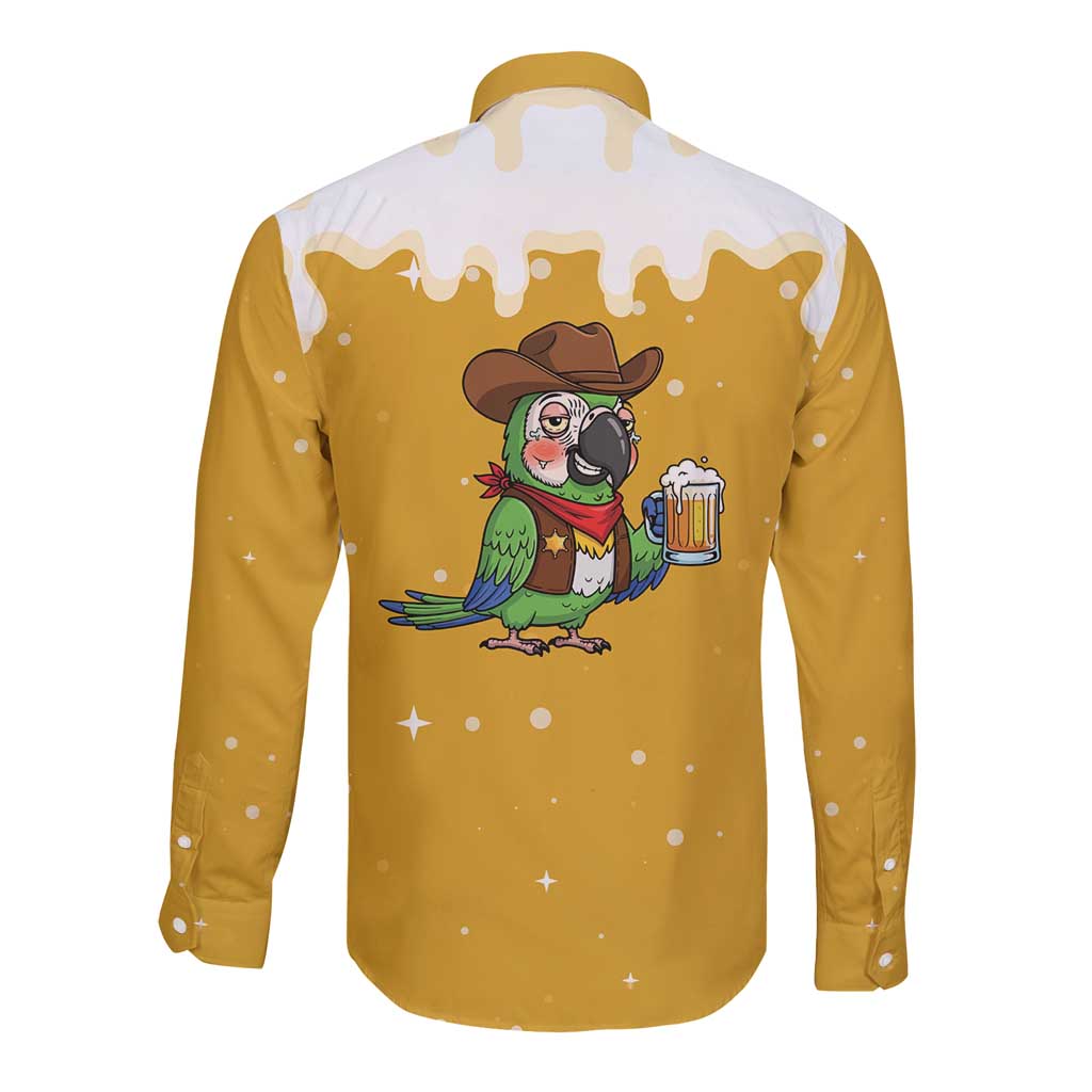 Western Yoke Long Sleeve Button Shirt Drunk Parrot Cowboy Style - Wonder Print Shop