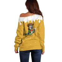 Western Yoke Off Shoulder Sweater Drunk Parrot Cowboy Style - Wonder Print Shop