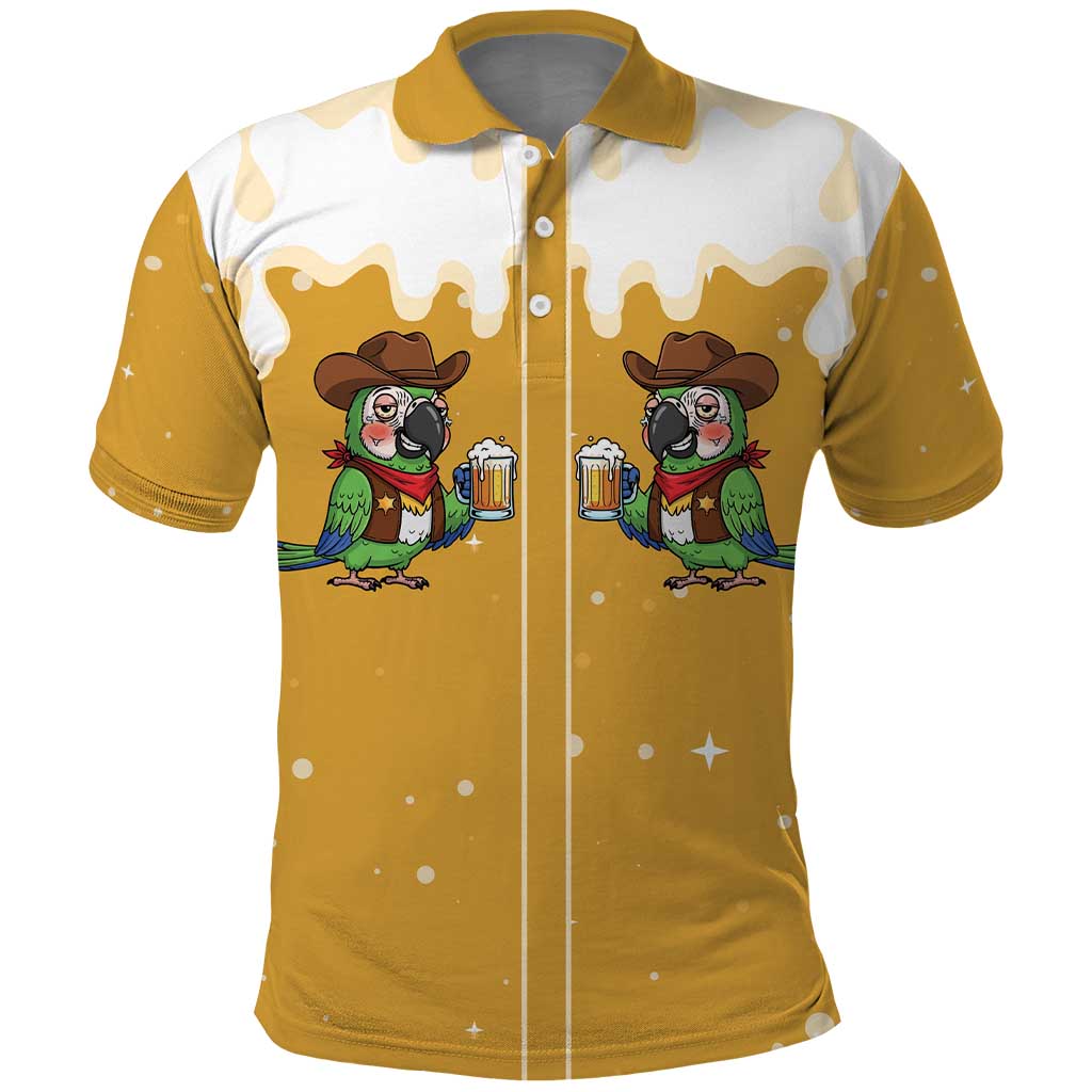 Western Yoke Polo Shirt Drunk Parrot Cowboy Style - Wonder Print Shop