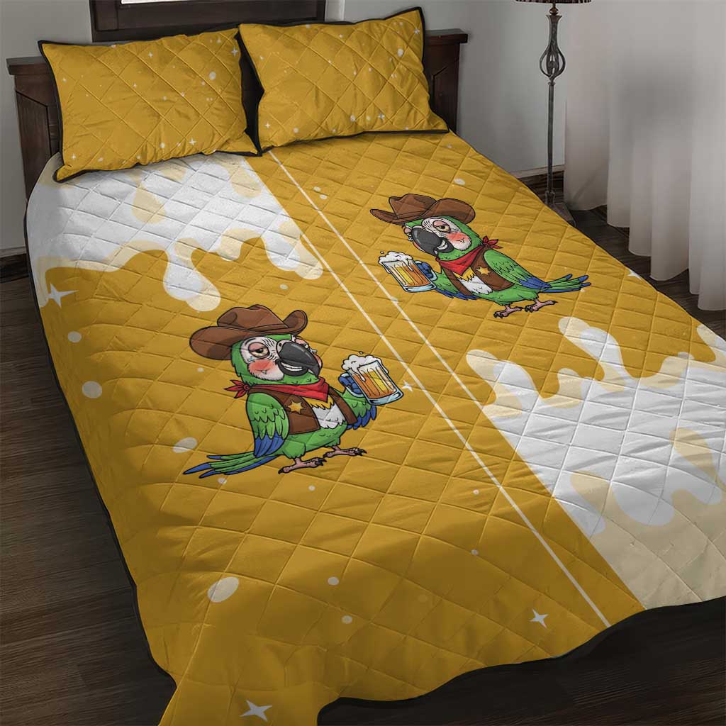 Western Yoke Quilt Bed Set Drunk Parrot Cowboy Style - Wonder Print Shop